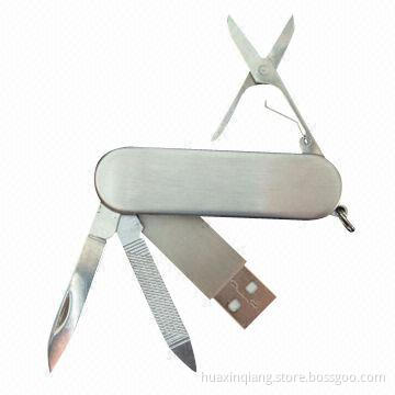 Swivel Metal Tool USB Flash Drive, 128MB-32GB Capacity, Plastic + Metal Housing